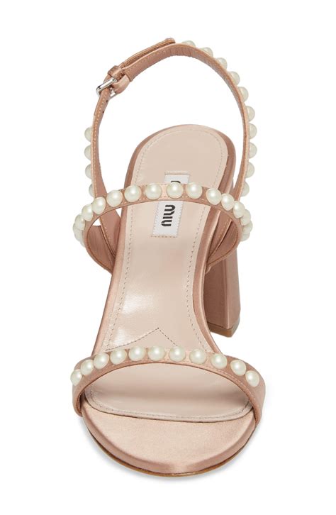 miu miu sandals replica|Miu Miu Faux Pearl Accents Patent Leather Slingback Sandals.